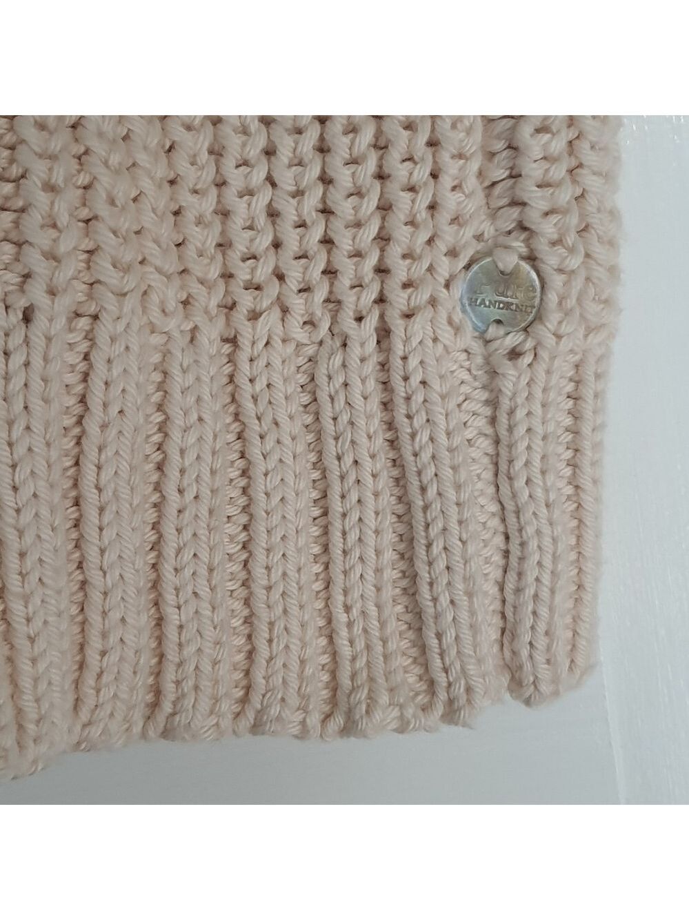 Pure Handknit Katherine Sweater Poncho Womens S/M Cream SS Oversized - Picture 7 of 14